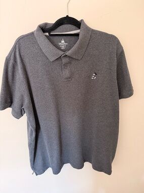 Disney Men’s Dark Gray Polo Shirt with Small Embroidered Mickey